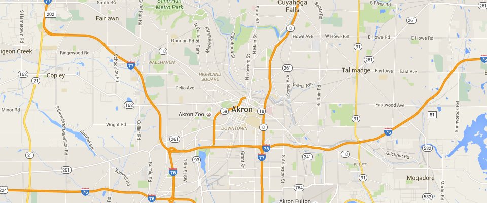 Akron Dumpster Rental Service Map